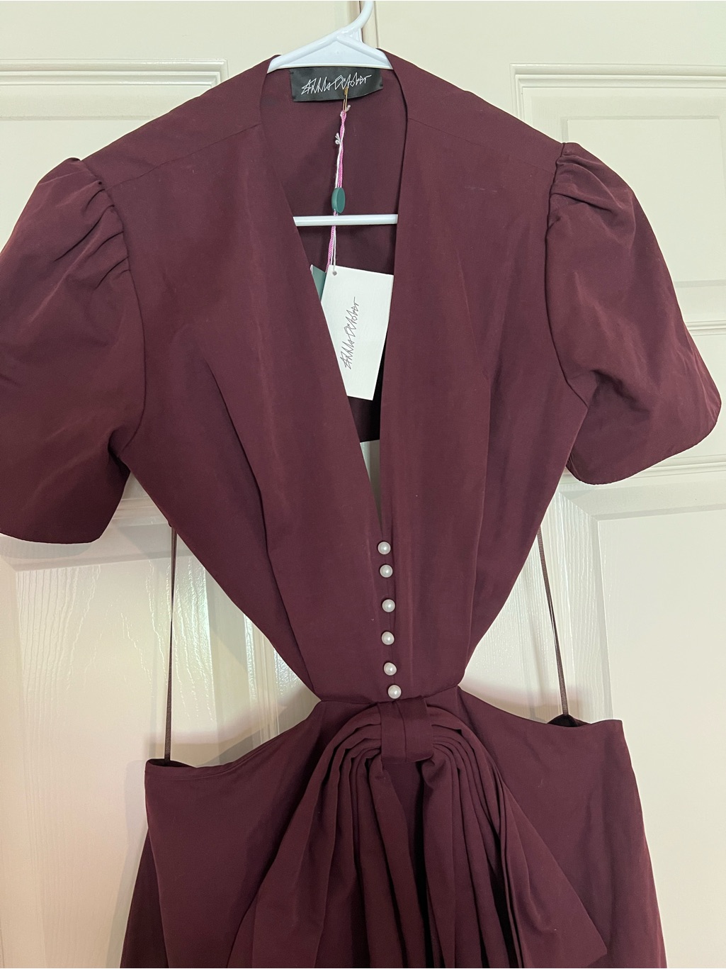 Anna October Bow Burgundy Dress — image 5 of 7